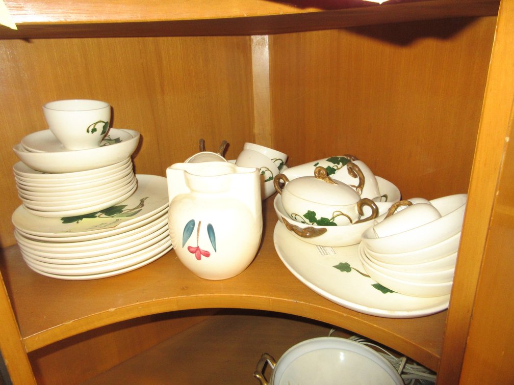 Assortment of dishes:  Matlock Dinnerware, Uncle Pete's bread tray