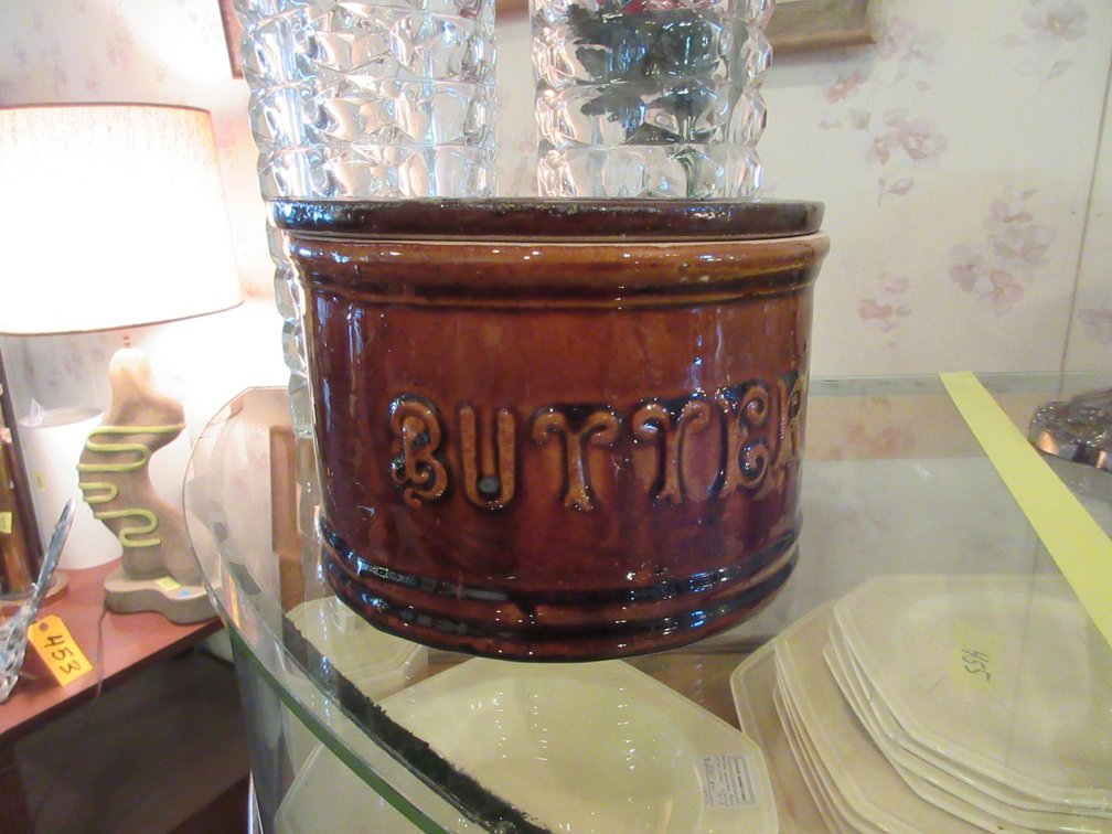 2 French vases and a butter jar
