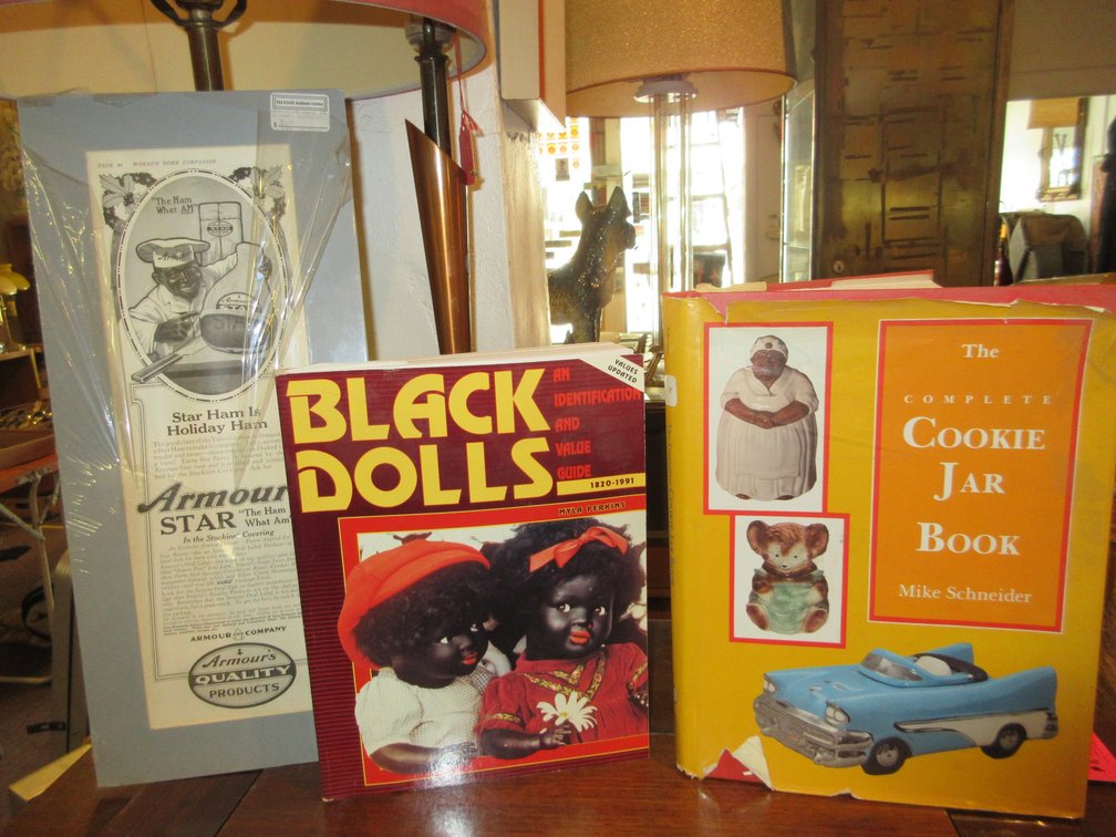 Some old books:  Book on black dolls, cookie jar books and 2 table lamps