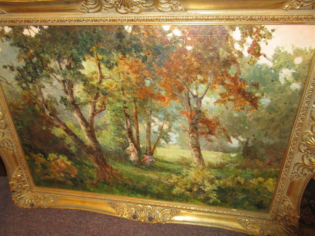 Assortment of prints:  Some old prints and an oil on canvas painting