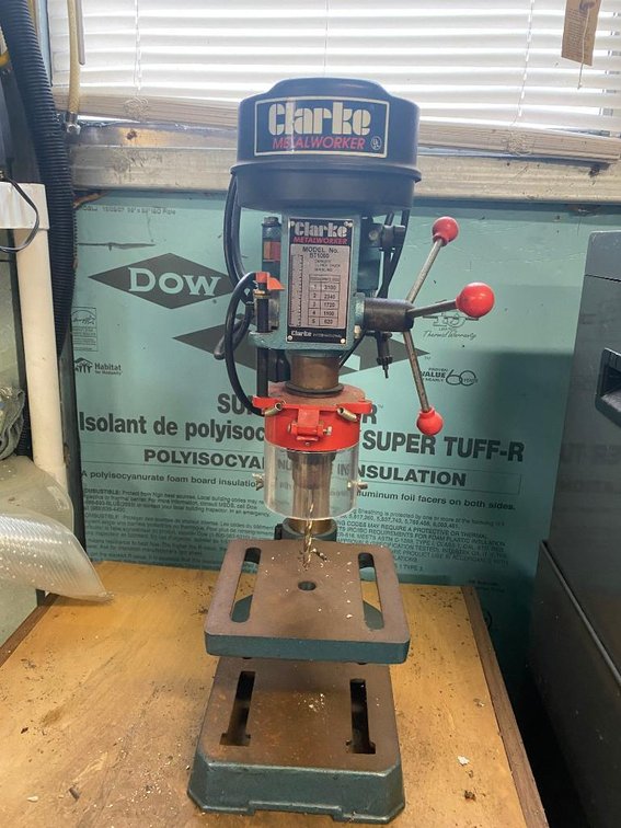 Clark Metal Works drill press w/ 20 volt 1/3HP phase 1 and small stand