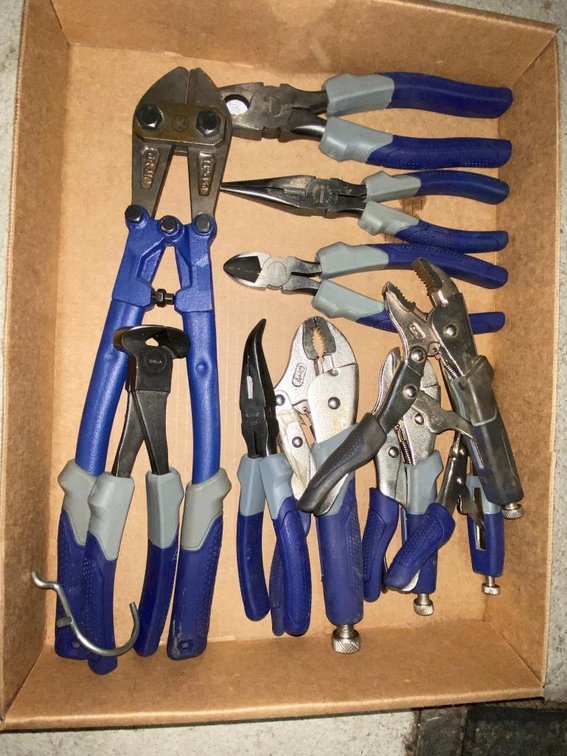 Kobalt set:  Pliers, channel locks, vise grips and bolt cutters