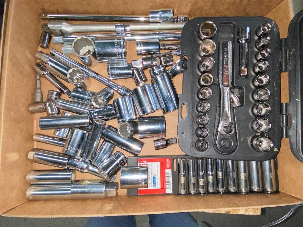 Craftsman 3/8 drive metric tool set, Craftsman 9-piece deep socket set, extensions and other sockets