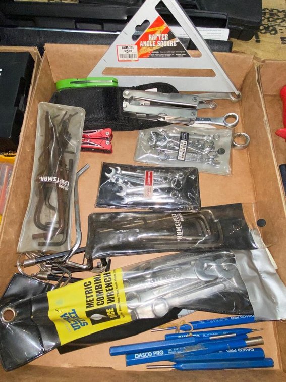 Assortment of wrenches, punches and square w/ Craftsman Allen wrenches