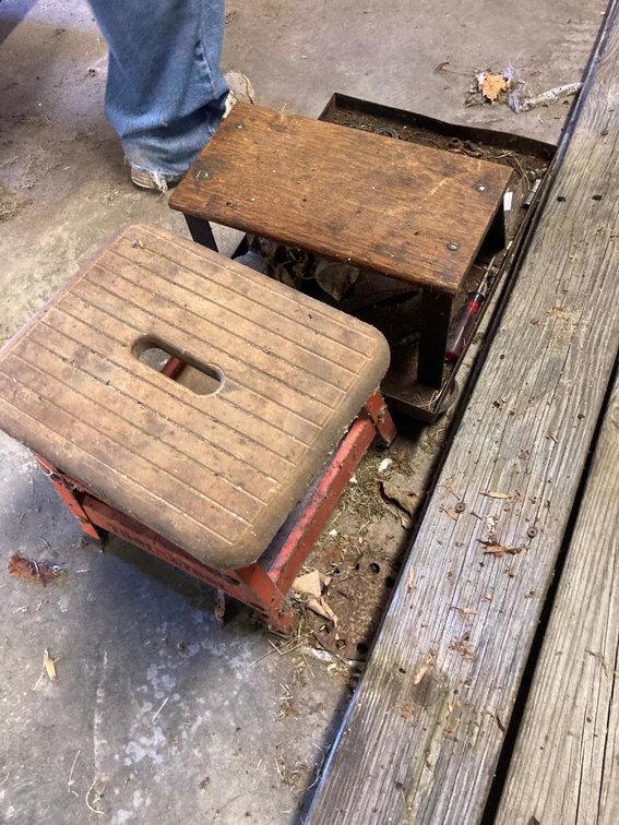 2 Shop stools as found