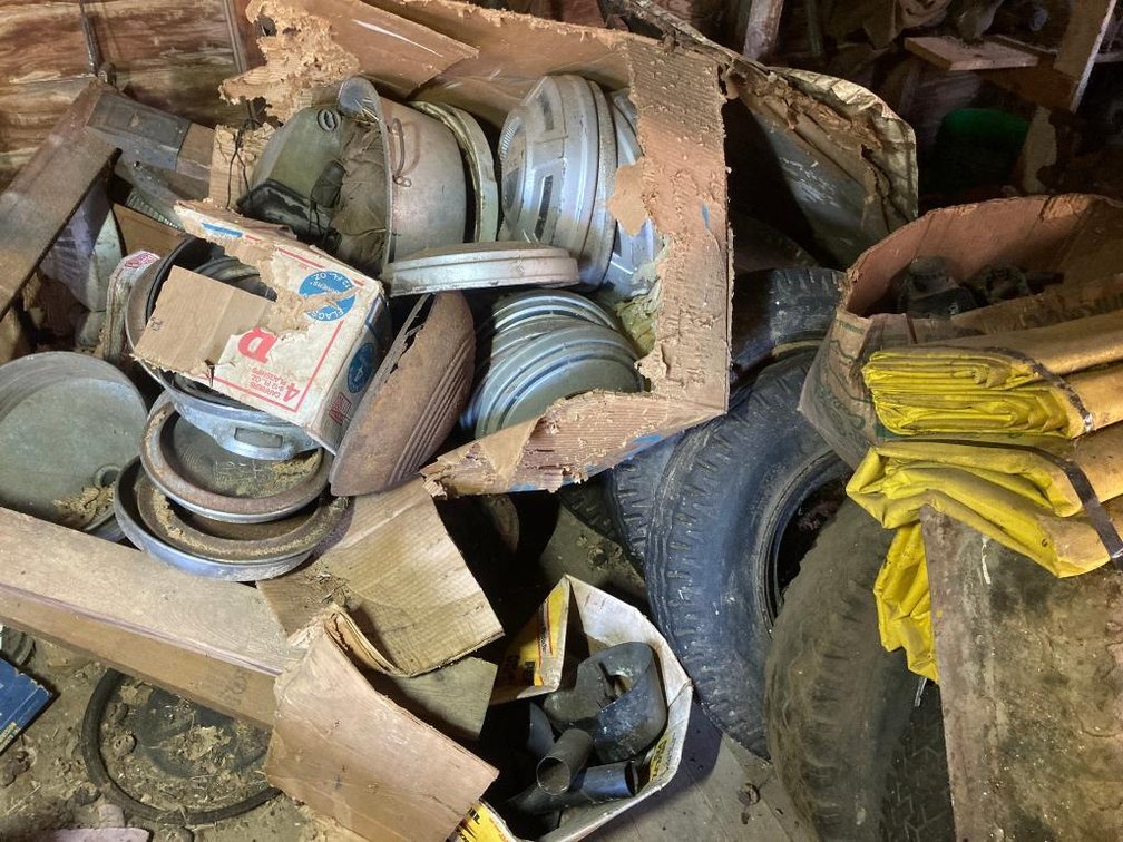 Lot of automotive parts as marked by orange tape