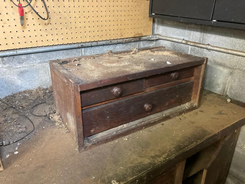 Wooden box w/ drill bits