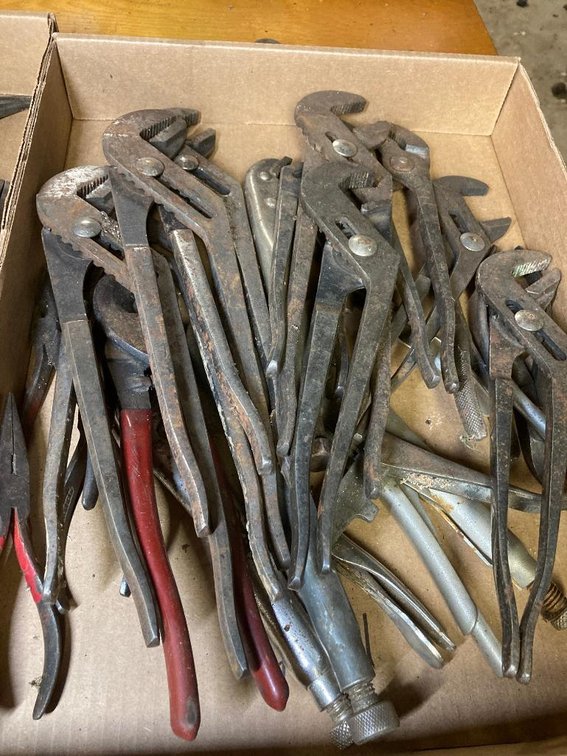 Lot of channel locks and vise grips