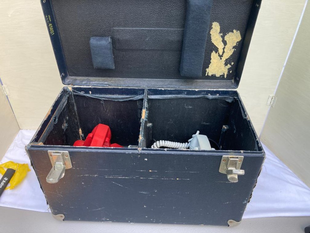Vintage Bell Telephone work case and 2 vintage rotary dial phones