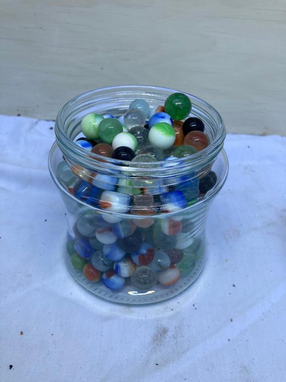 Jar of vintage marbles