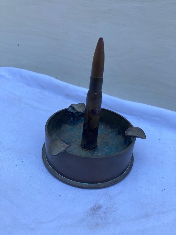 WWII trench art shell ash tray