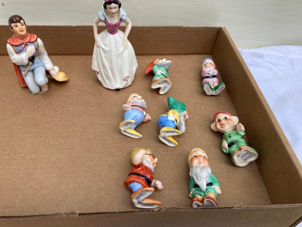 Vintage Goebel Snow White and the Seven Dwarfs and Prince figures, Disney Productions