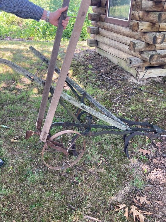 2 antique hand-guided cultivators