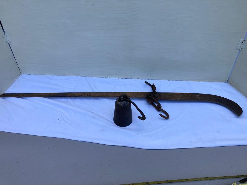 Antique steelyard scale with weight, marked P.S. & W. Co.