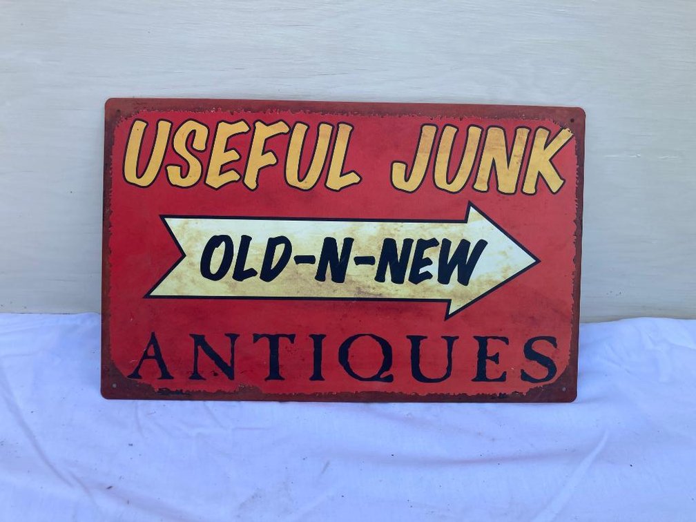 Modern sign: Useful Junk, Old and New Antiques