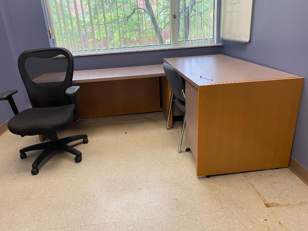 2 Desks, 1 Office Chair, and 1 Regular Chair