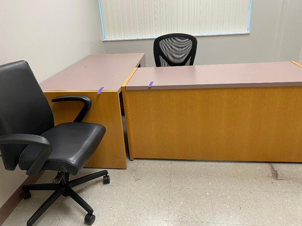 2 Desks, 2 Chairs, and Mini-Fridge