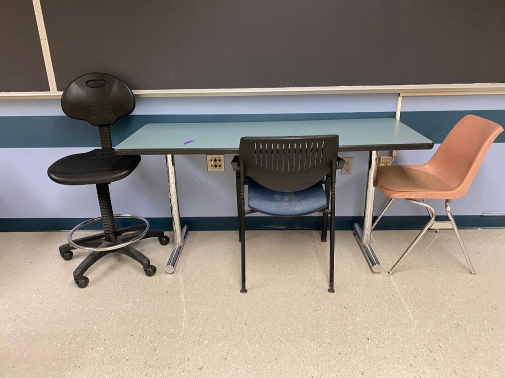 Small Table w/1 Office Chair and 2 Regular Chairs