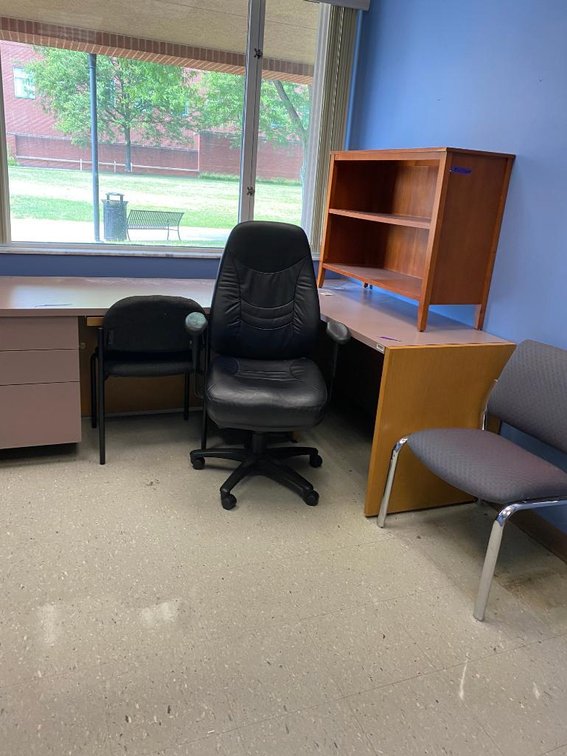 2 Desks, Small Bookcase, and 3 Chairs