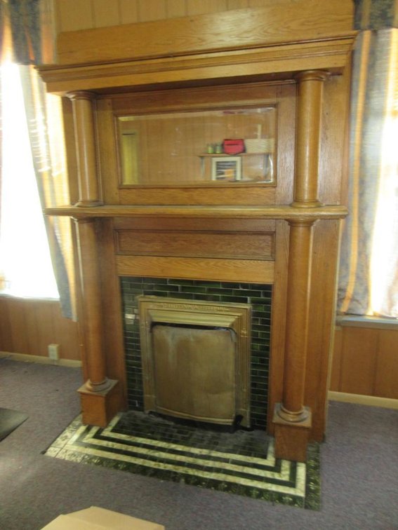 Fireplace mantel, tile and fireplace surround