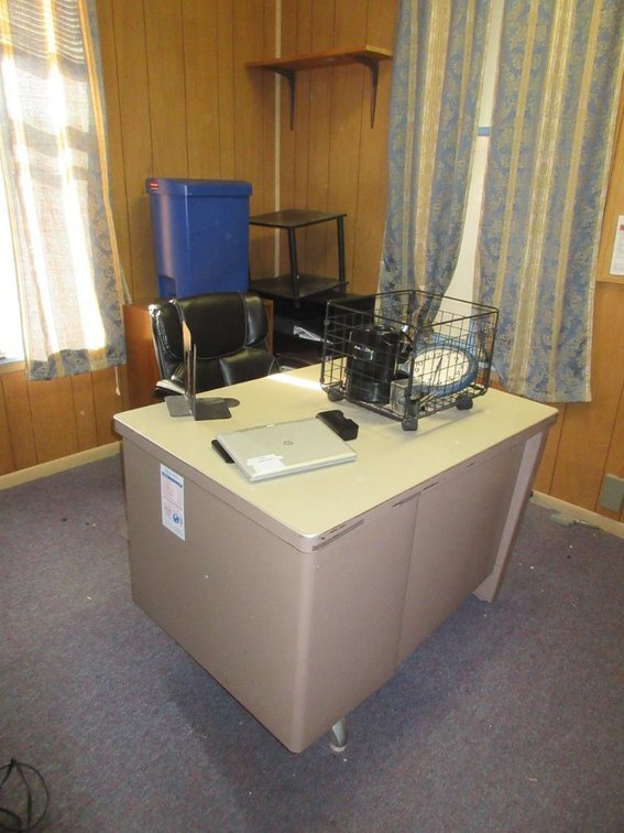 Desk, chair and bookshelves