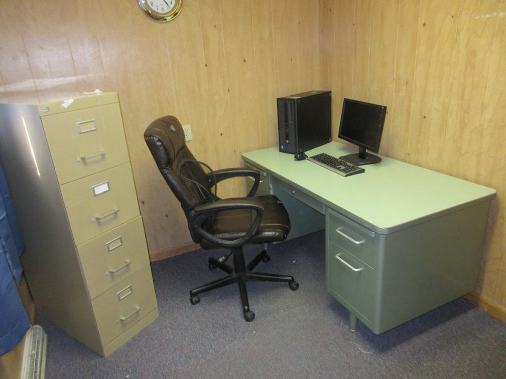 Contents of room:  Office desk and chair, file cabinet, computer