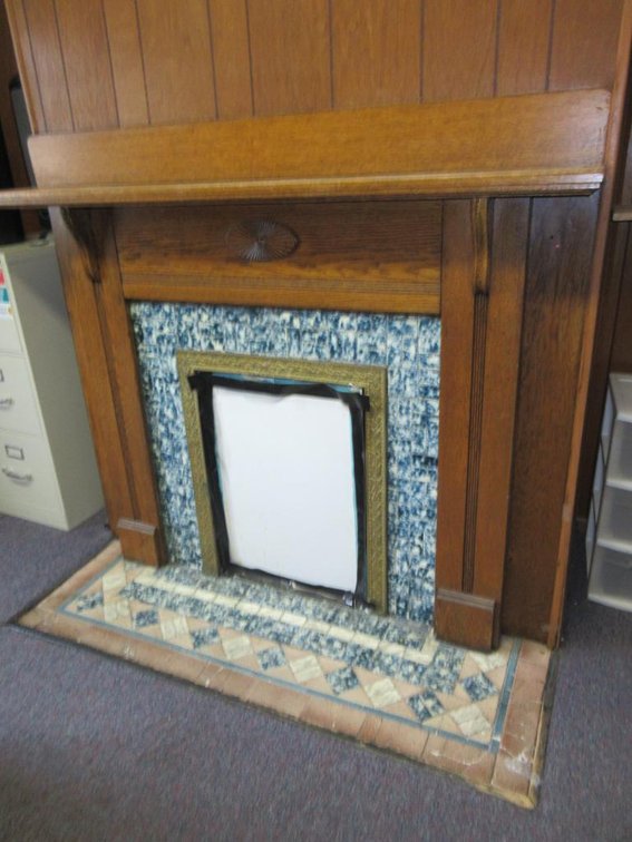 Fireplace mantel, surround and tile