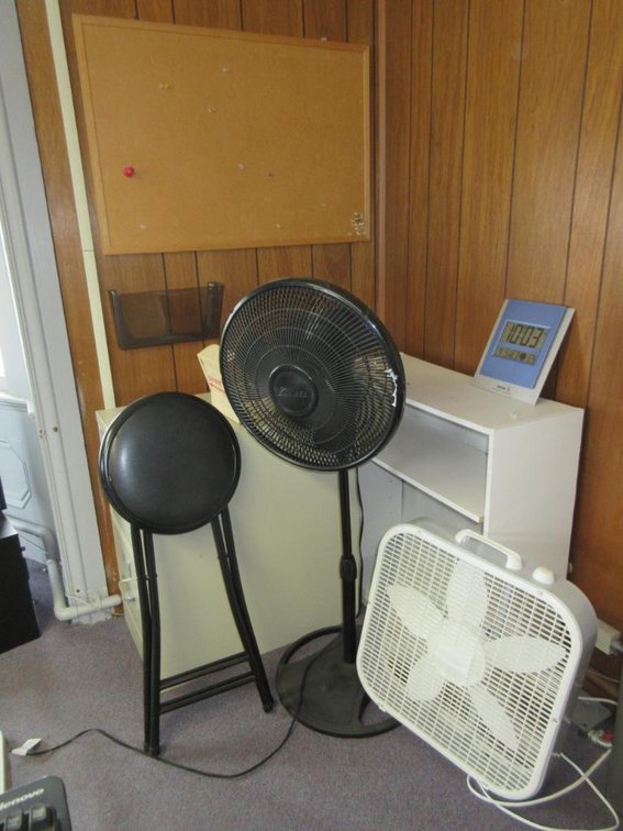 2 Fans, file cabinet, white board
