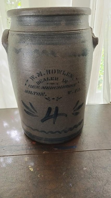 W. M. Bowles crock (chipping on handle)