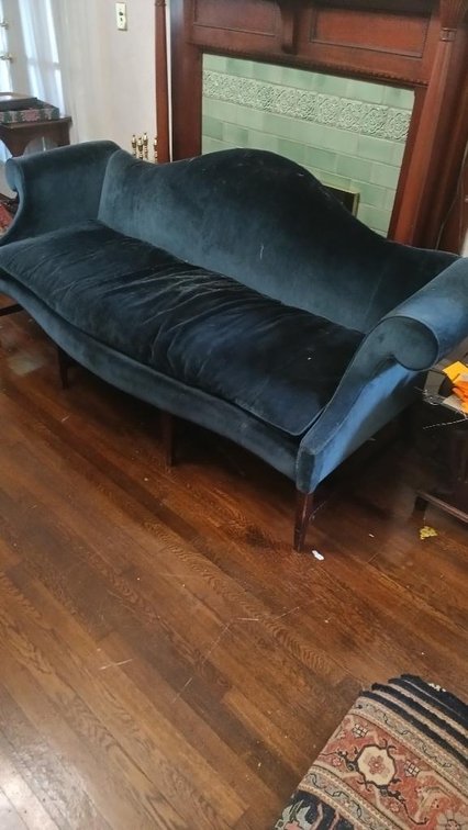 Vintage velveteen sofa