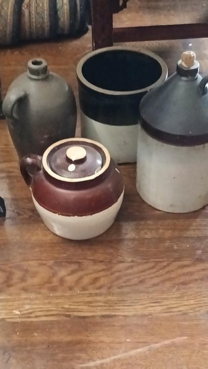 Crock and 2 bottles