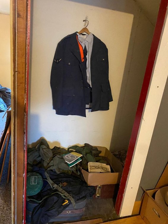Vintage military items:  Air Force suit, Army items, etc.