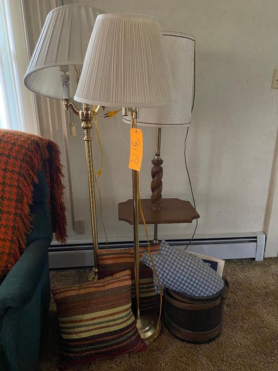 3 Floor lamps, pillows, etc.
