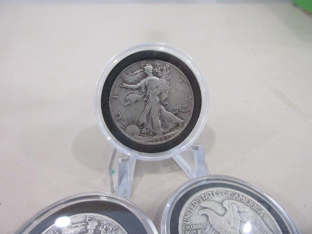 Five Walking Liberty US Half-dollars
