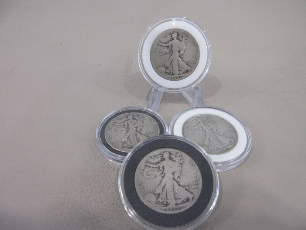 Four US Walking Liberty Half-Dollars