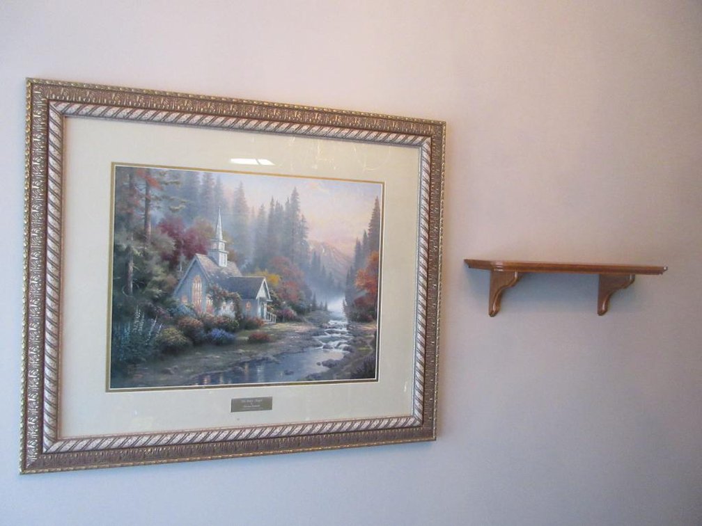 Framed Thomas Kincade print "The Forest Chapel"