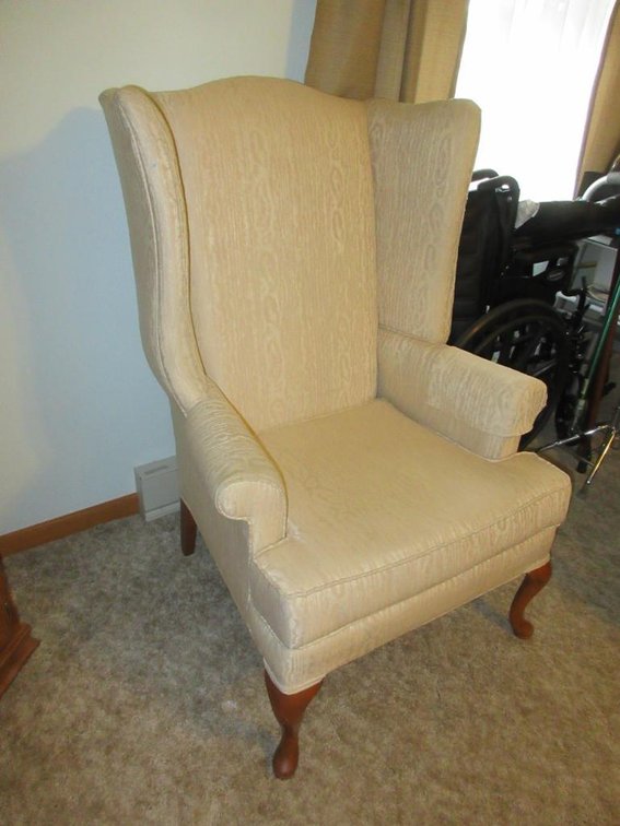 Queen Anne wing back arm chair
