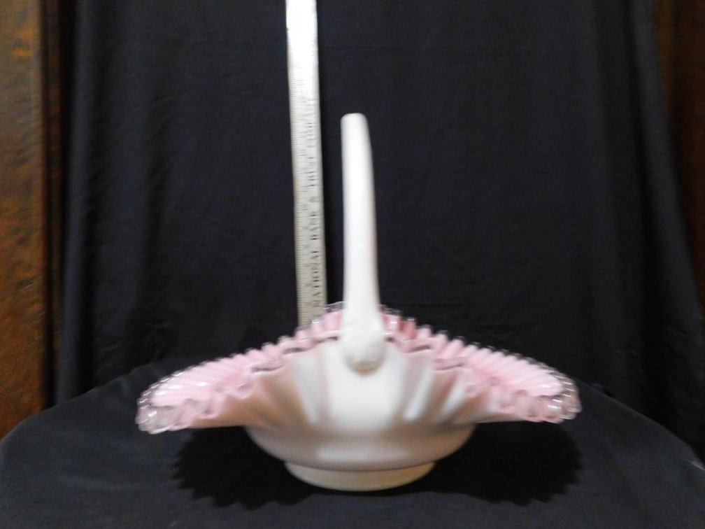 Fenton peach blow ruffled edge basket