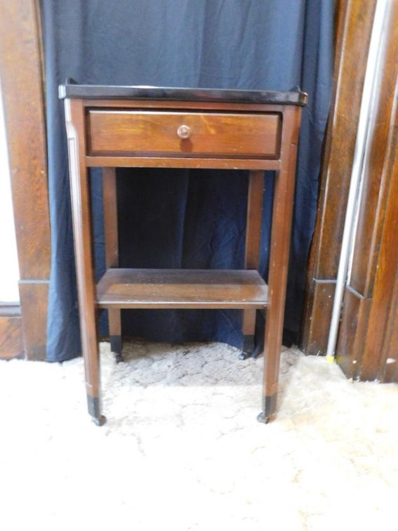 Hospital bedside porcelain top table