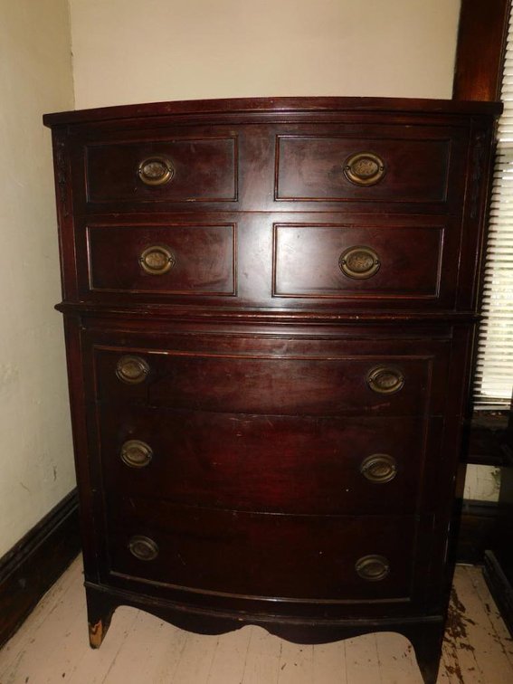 Antique bow-front chest of drawers