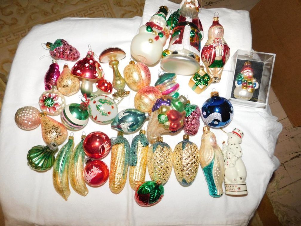 Hand blown Christmas ornaments w/ other ornaments