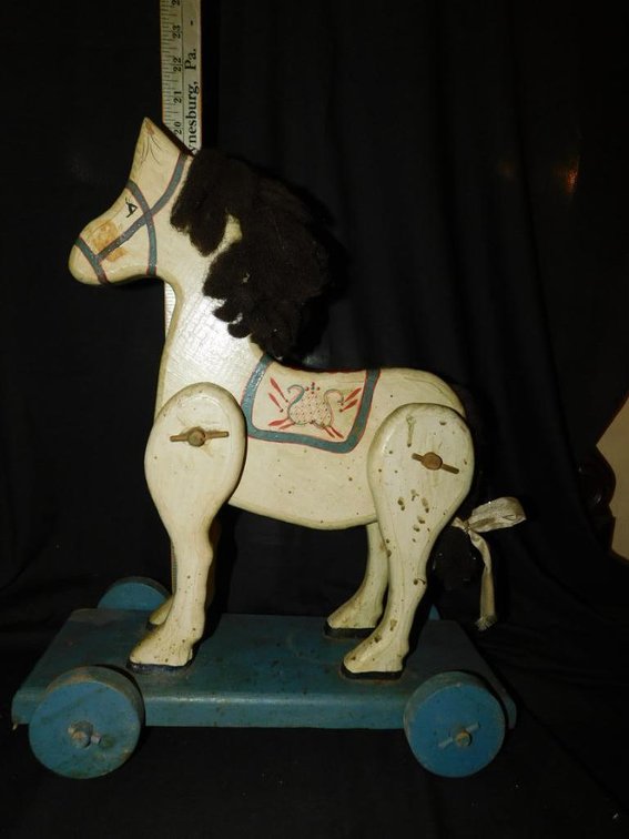 Primitive pull toy  horse