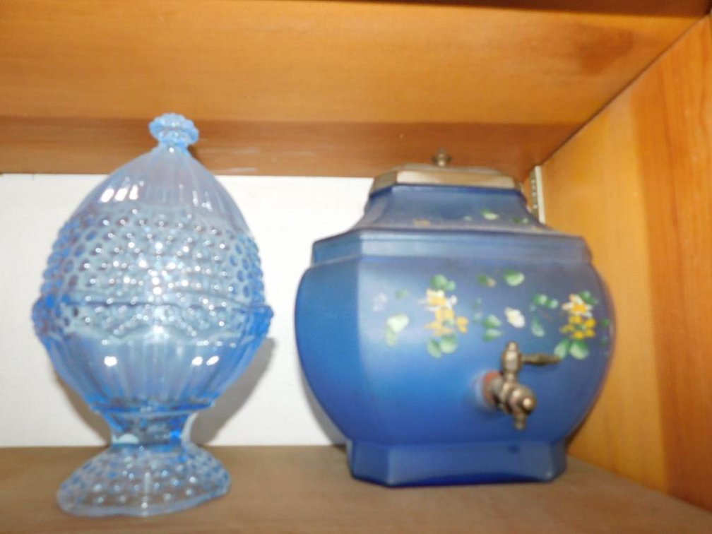 Handpainted vintage glass beverage dispenser