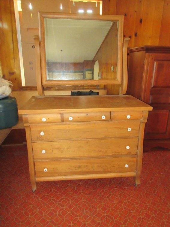 Maple chest of drawers w/ beveled mirror