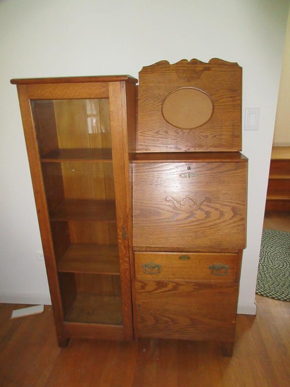 Secretary desk cabinet; mirror is missing