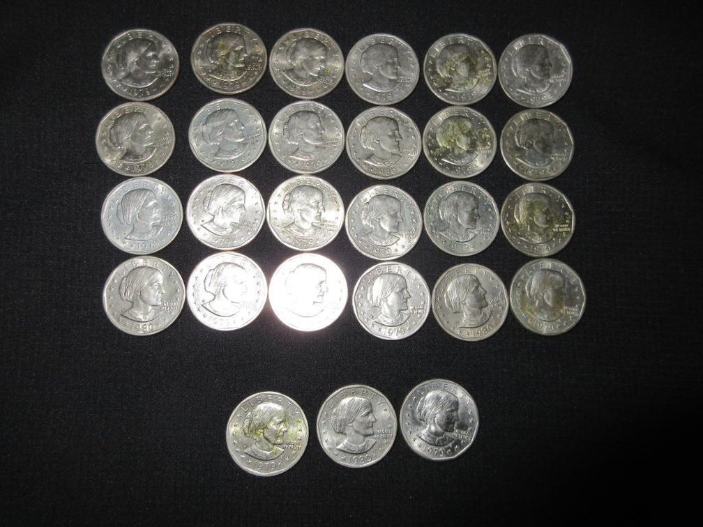 27 Susan B. Anthony dollar pieces