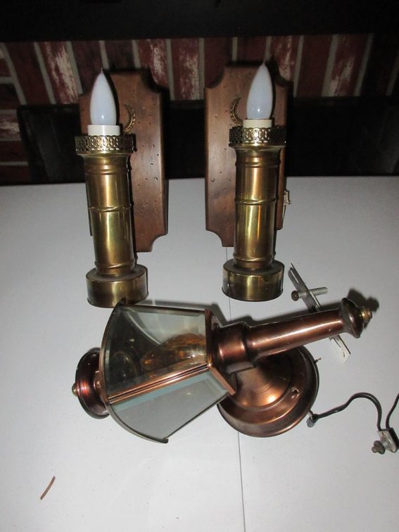 2 Sconces and a hanging light fixture