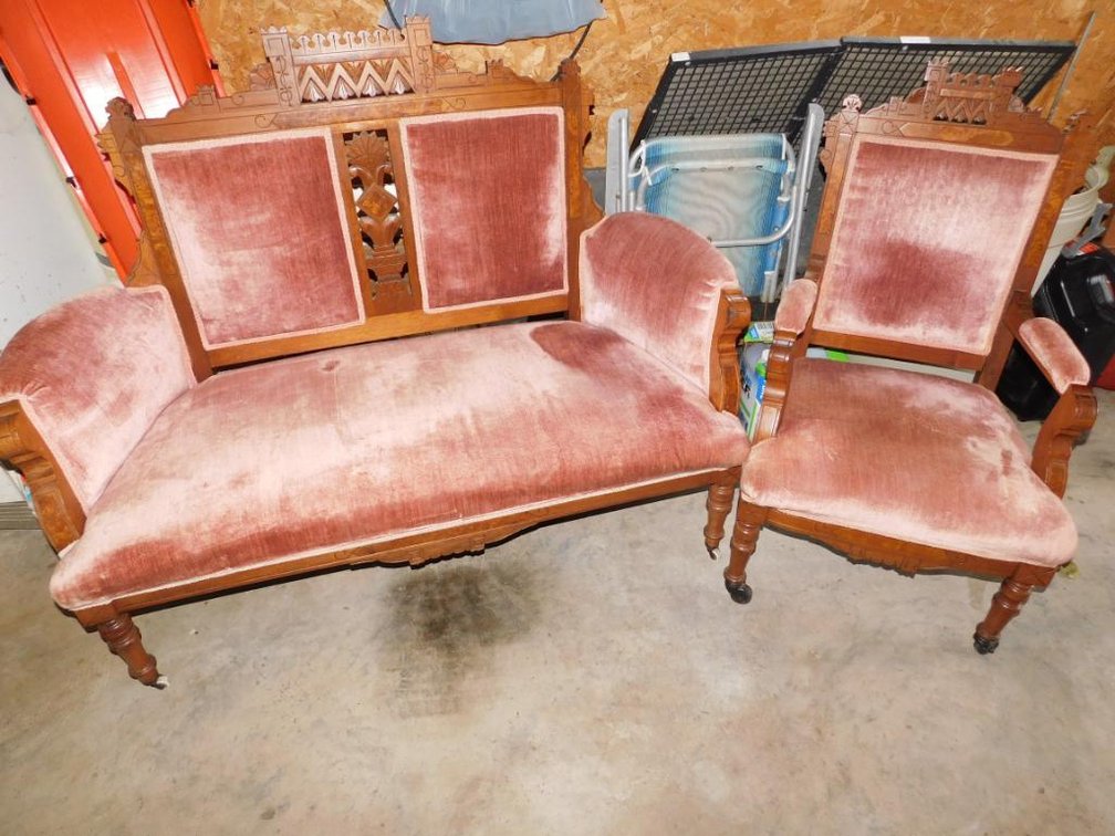 Victorian settee set and chair