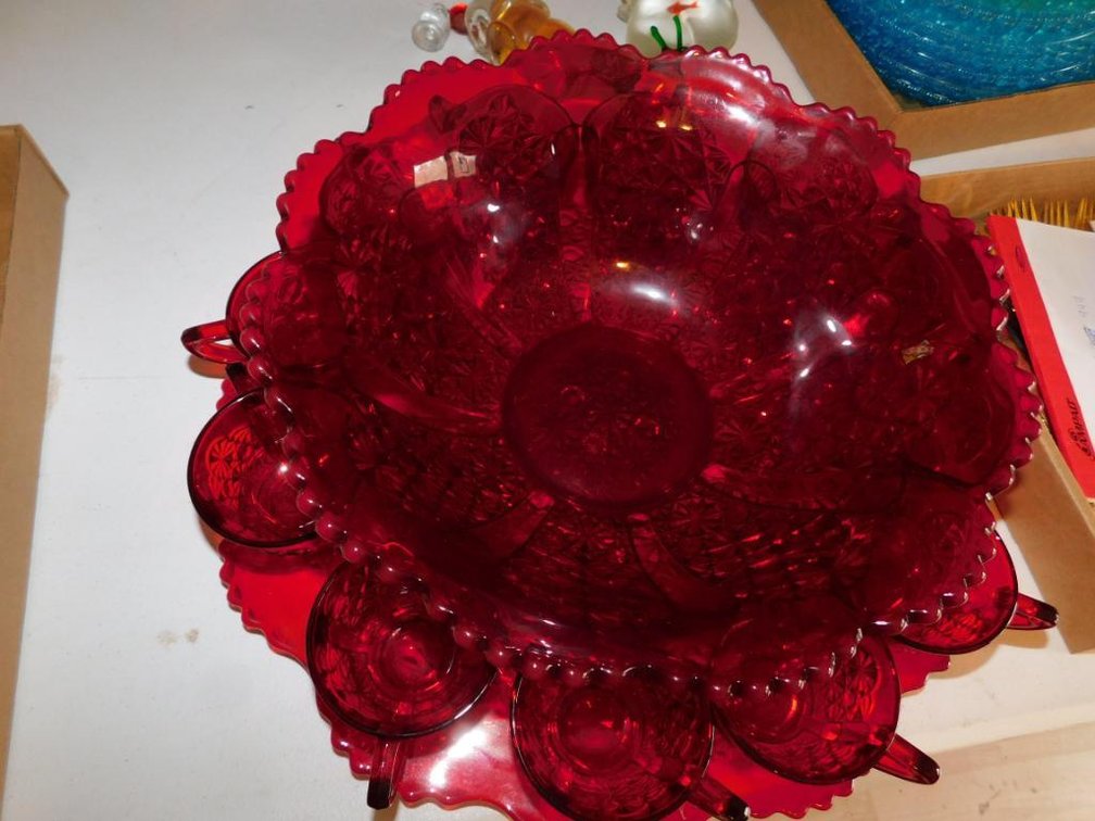 Ruby punch bowl set