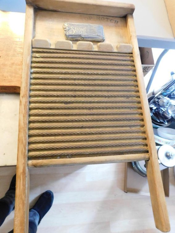 Vintage National washboard and soap